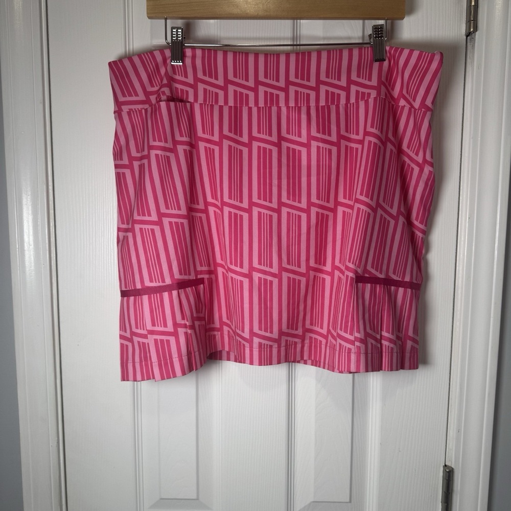 GOLFTINI Skort Sz 14‎ Side Zip Skirt Red Pink Geometric Wonder Women
